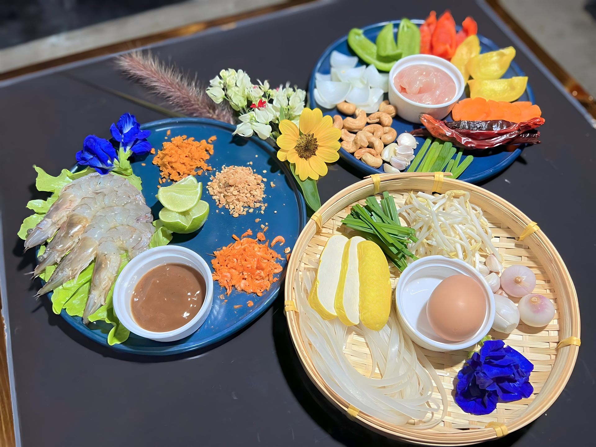 Fresh Thai cooking ingredients prepared at Happy Herb