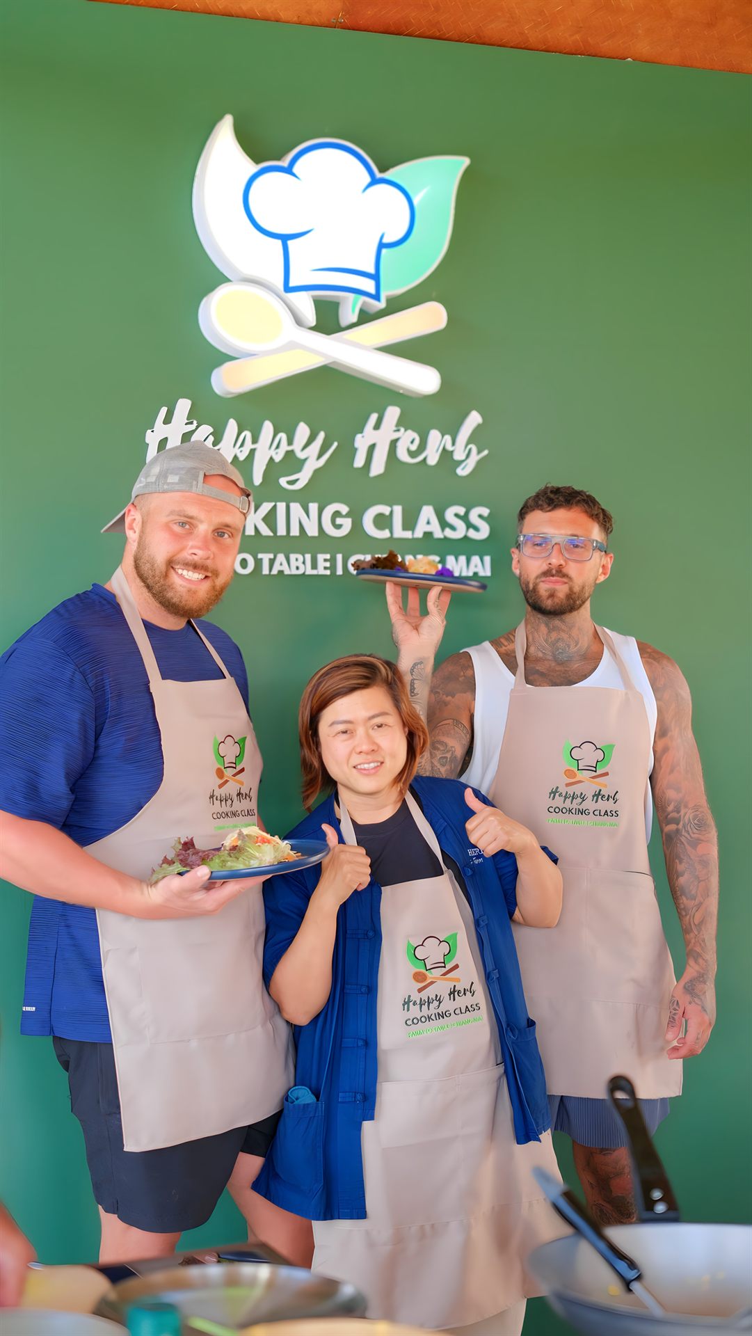 Happy Herb guests enjoying a small group cooking class